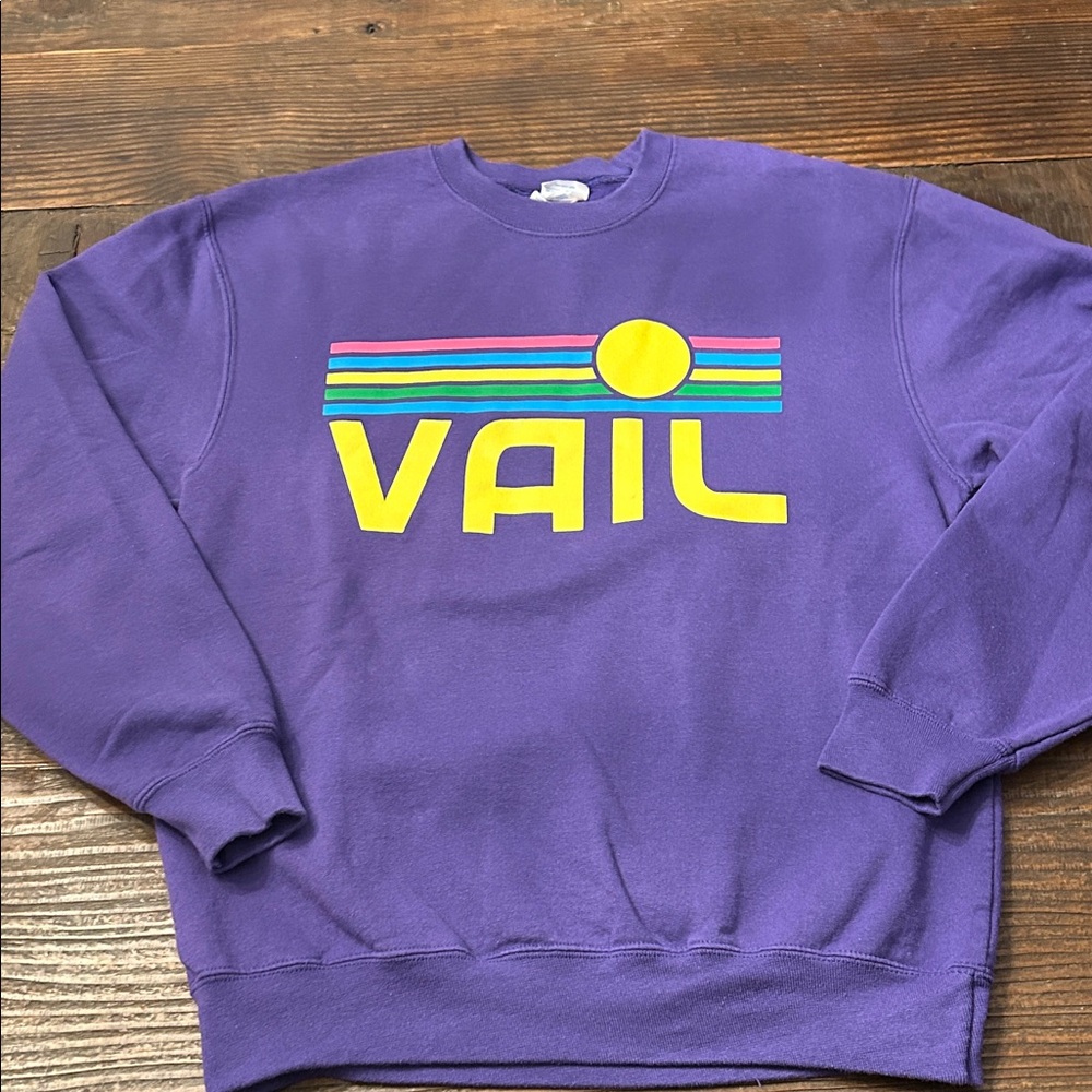 Port and Company Kids Sweatshirt in Purple with Vail Design